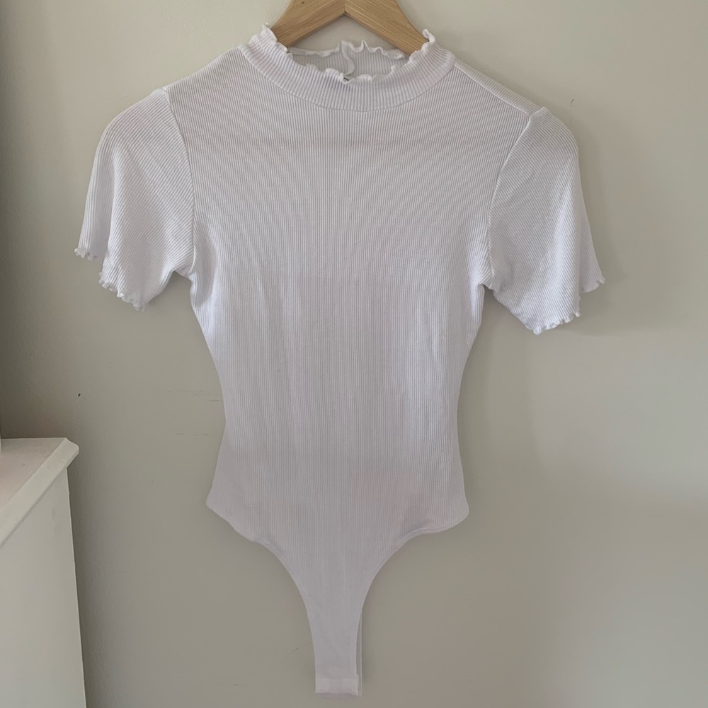 ASOS Mock Neck Lettuce Hem Bodysuit